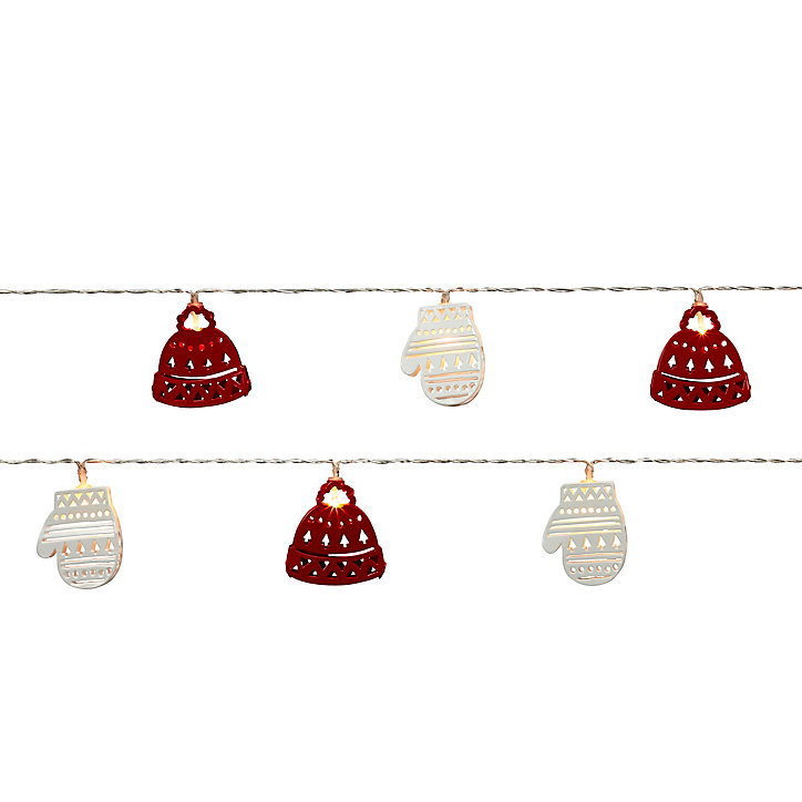 Guirlande lumineuse LED intérieure blanc froid câble transparent 1,6 m décor gant et chapeau