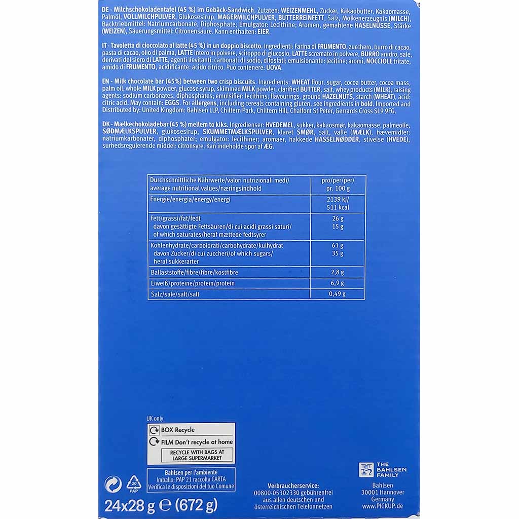 Leibniz PiCK UP! Original 24x 28g Schokoriegel 672g MHD:1.11.25
