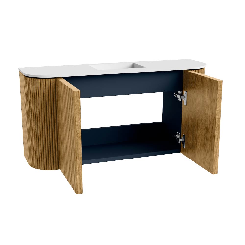 Mondiaz Joya 85cm toiletmeubel ronding links/rechts oak met wastafel faye midden 1 kraangat talc