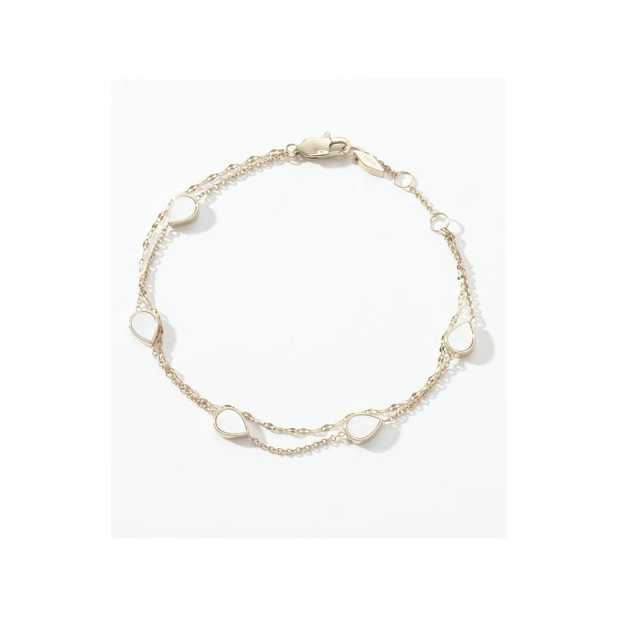 Bracelet FOSSIL acier inoxydable doré 2 rangs nacres 19 cm