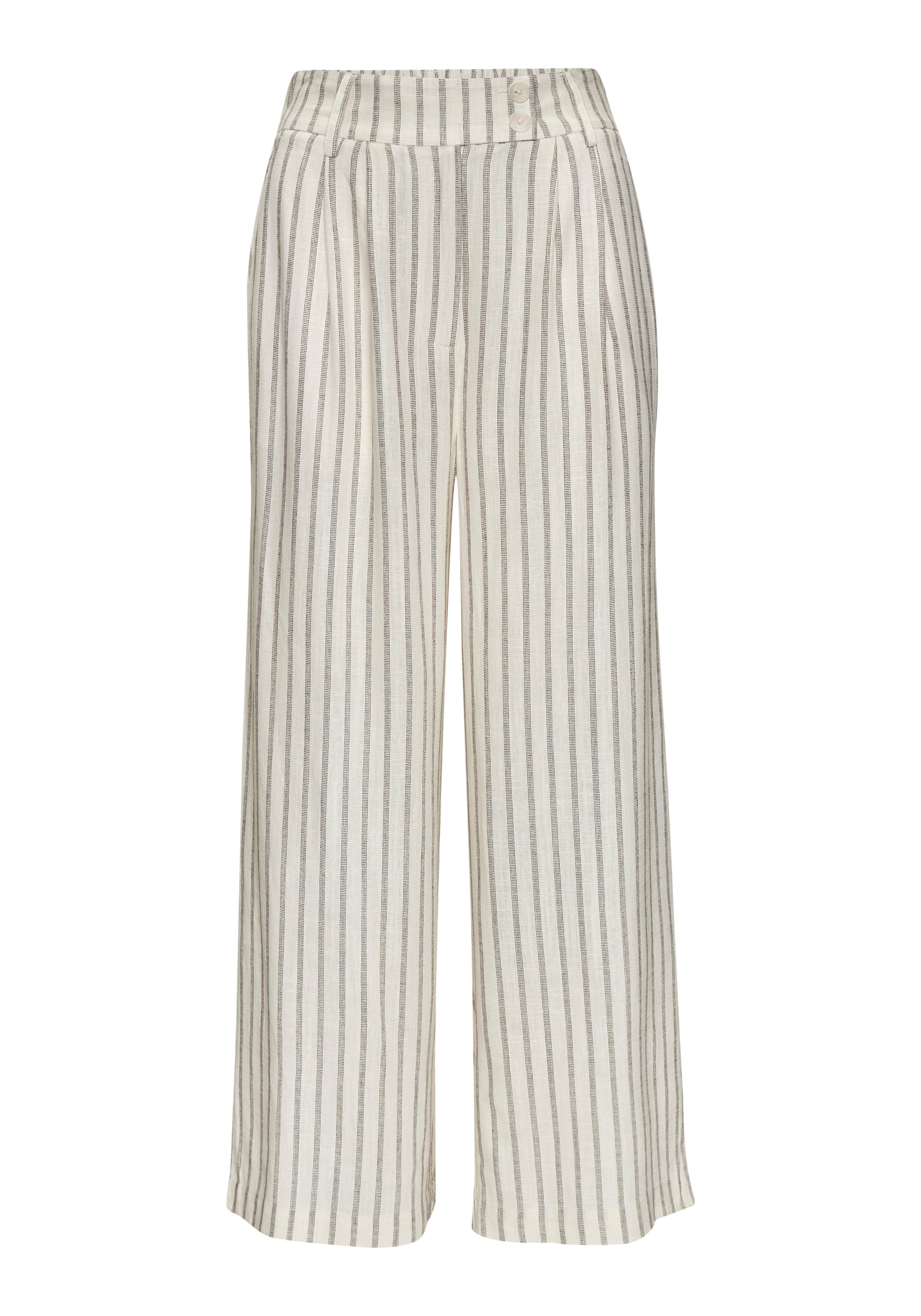 LASCANA Bundfaltenhose  mit Taschen und Knopfdetail, weites Bein, Leinenhose, Sommerhose