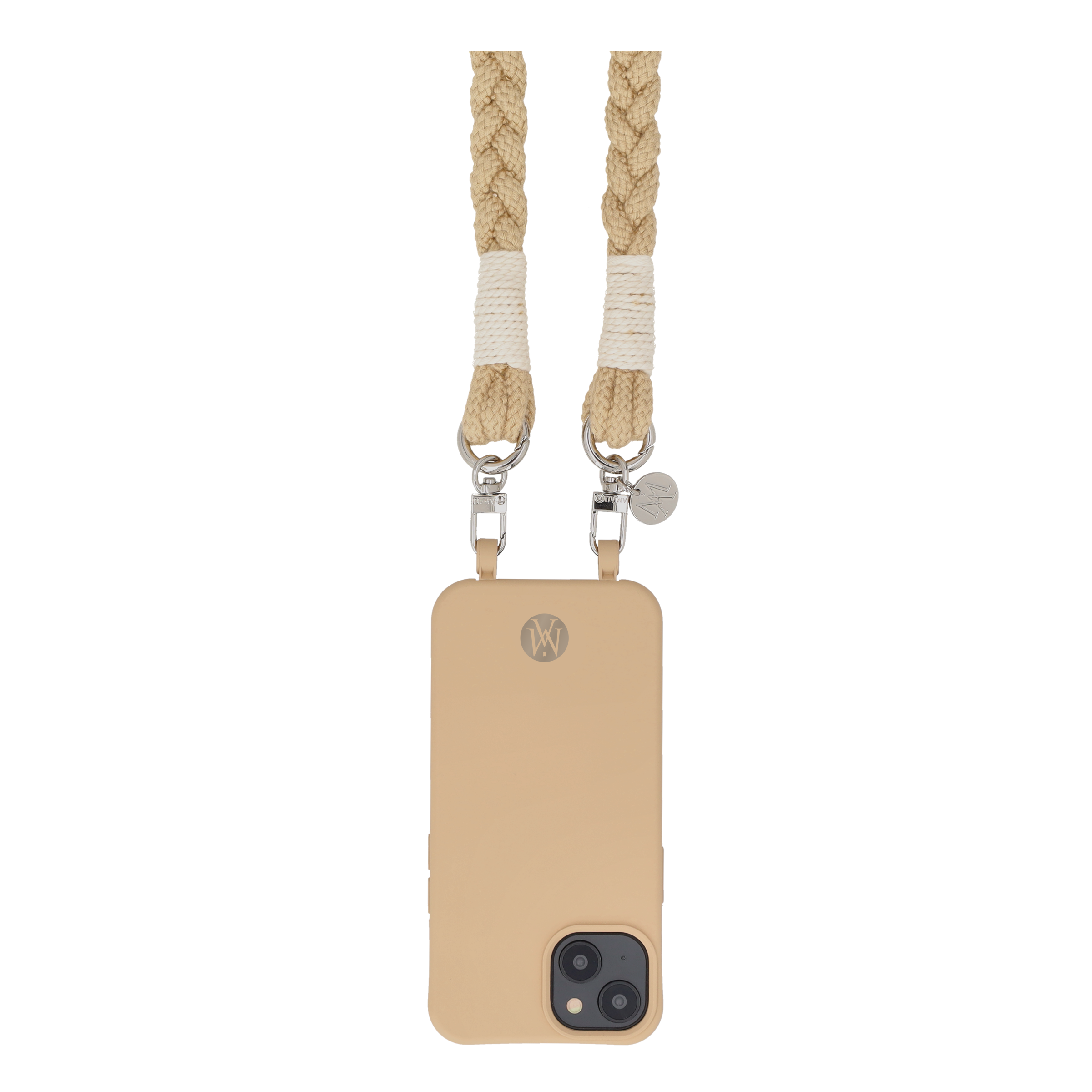 Handgemachte Handykordel Geflochtenes Umhängeband für Handyhüllen Silver - Beige (Ecru)