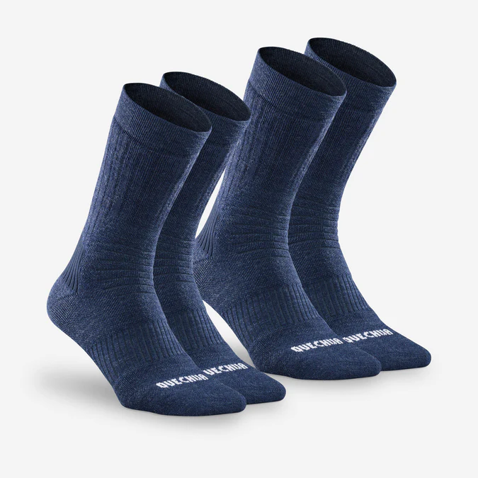 Decathlon Quechua - Meias de inverno quentinhas Quechua SH100 para caminhadas - 2 pares
