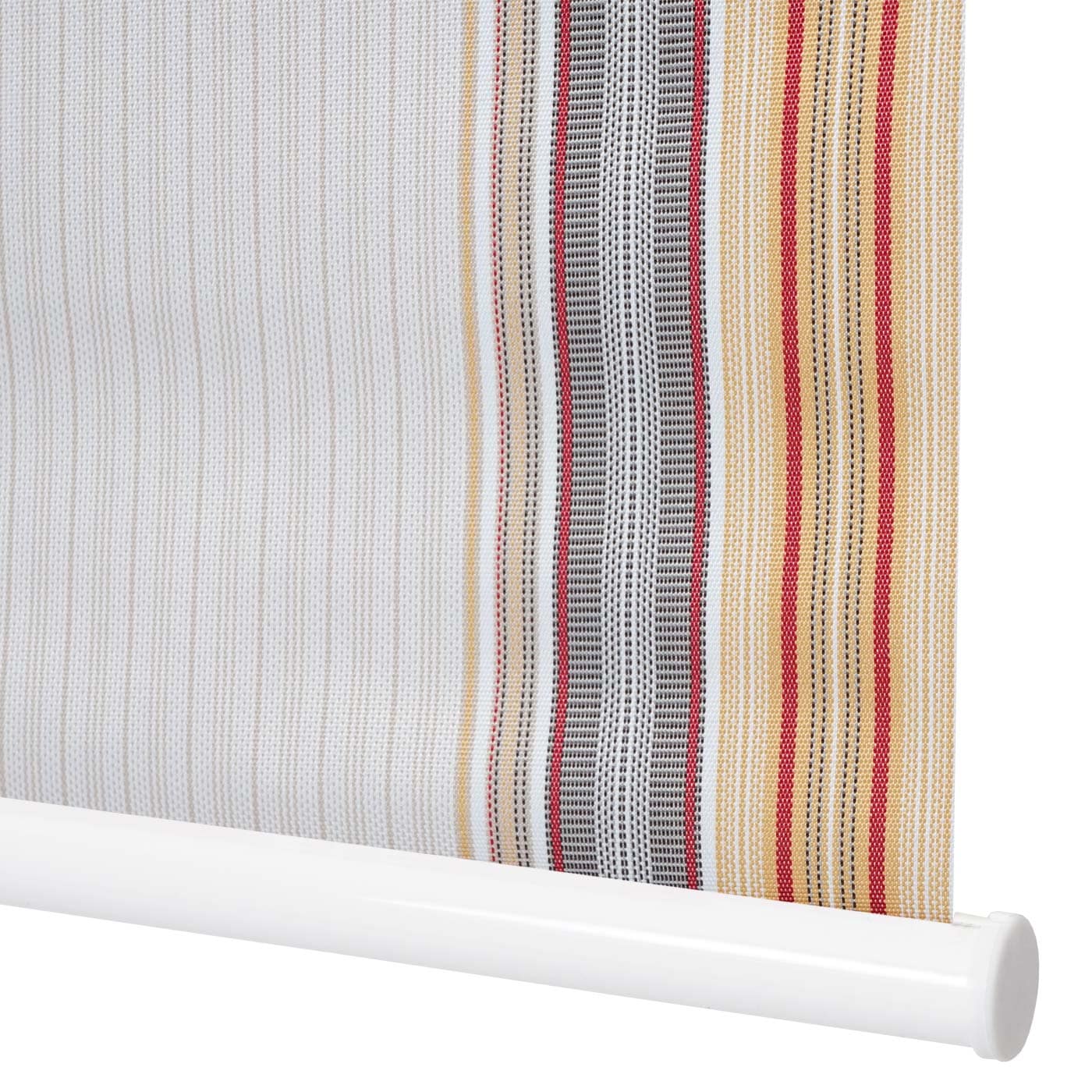 Rollo MCW-D52, Fensterrollo Seitenzugrollo Jalousie, Sonnenschutz Verdunkelung blickdicht 100x230cm ~ grau/braun/orange