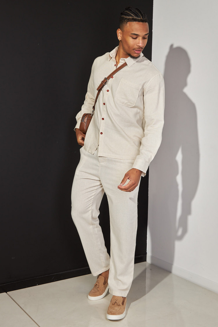 Pantalon en lin beige