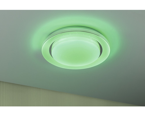 LED plafondlamp 24W 750 lm RGB Ø 37,5 cm SpacyColor chroom + afstandsbediening + regenboogeffect + instelbaar wit + nachtlampfunctie