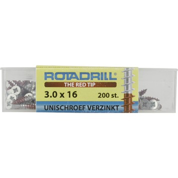 Rotadrill schroef universeel platkop verzinkt 3.0x16 mm 200 stuks