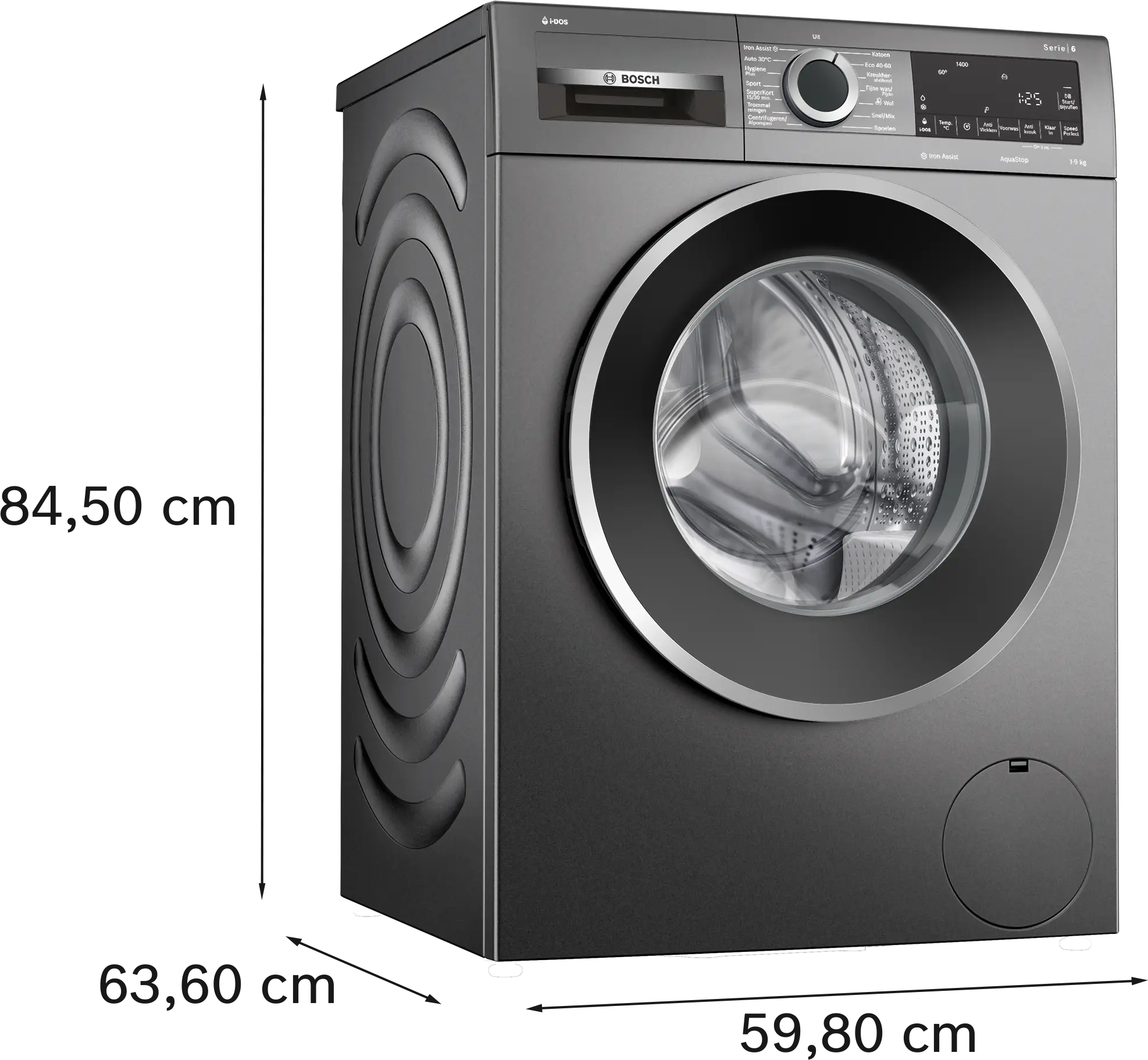Serie 6 Wasmachine, voorlader 9 kg max. 1400 rpm, Cast iron grey