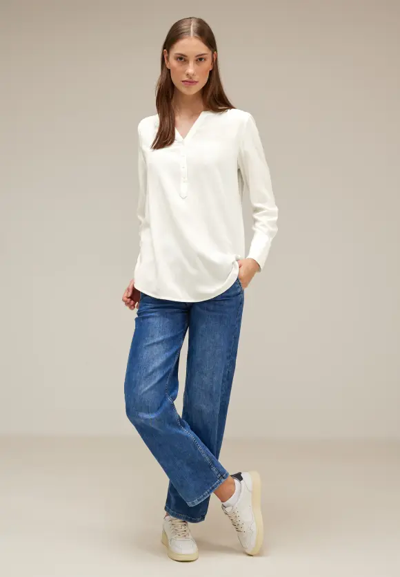 Longbluse in Unifarbe - off white