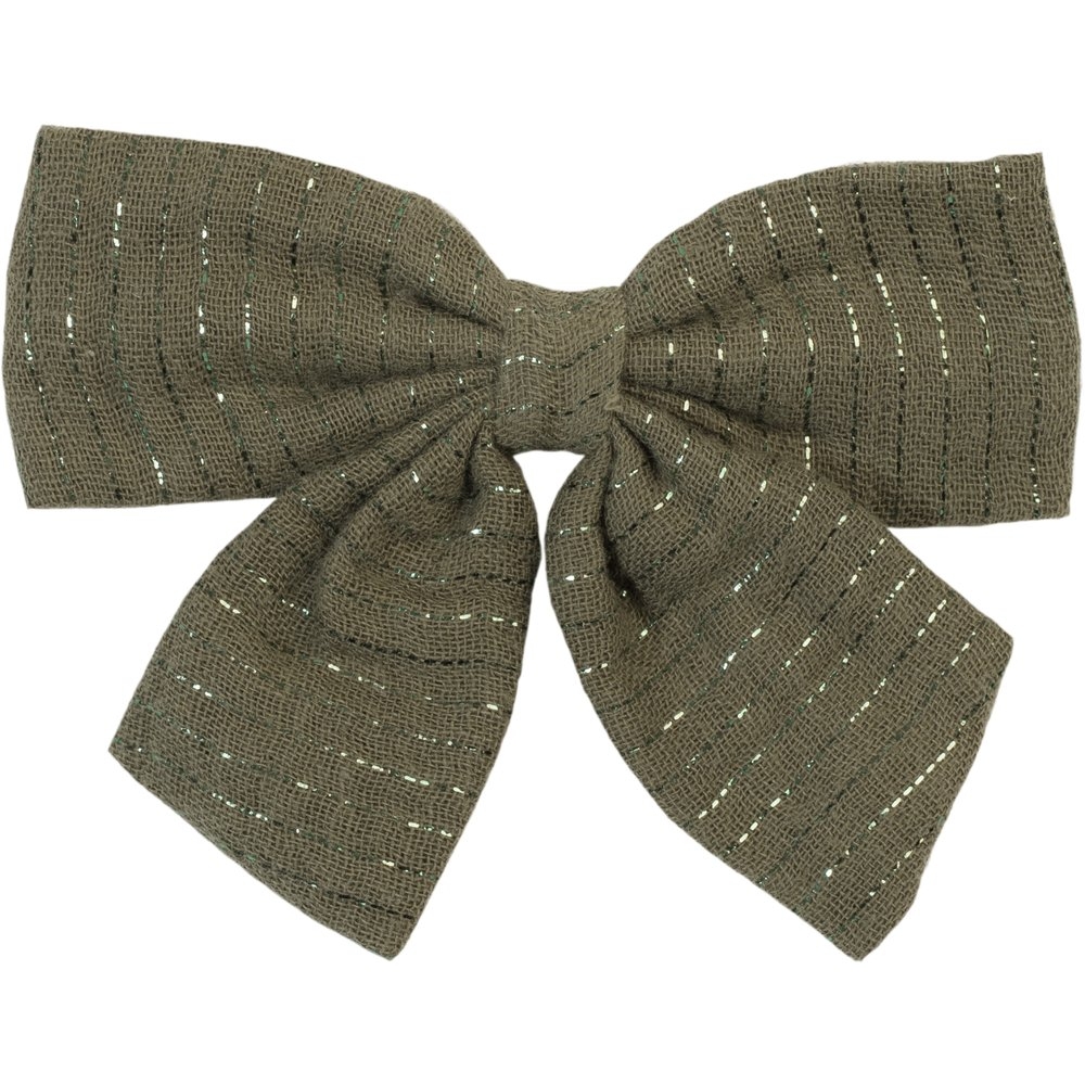 Barrette Noeud Papillon Gaze Lurex Kaki