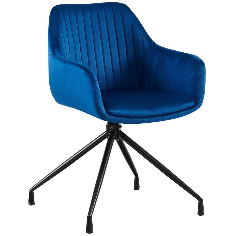 CLP Eetkamerstoel Welby zwart Frame - Fluweel - donkerblauw