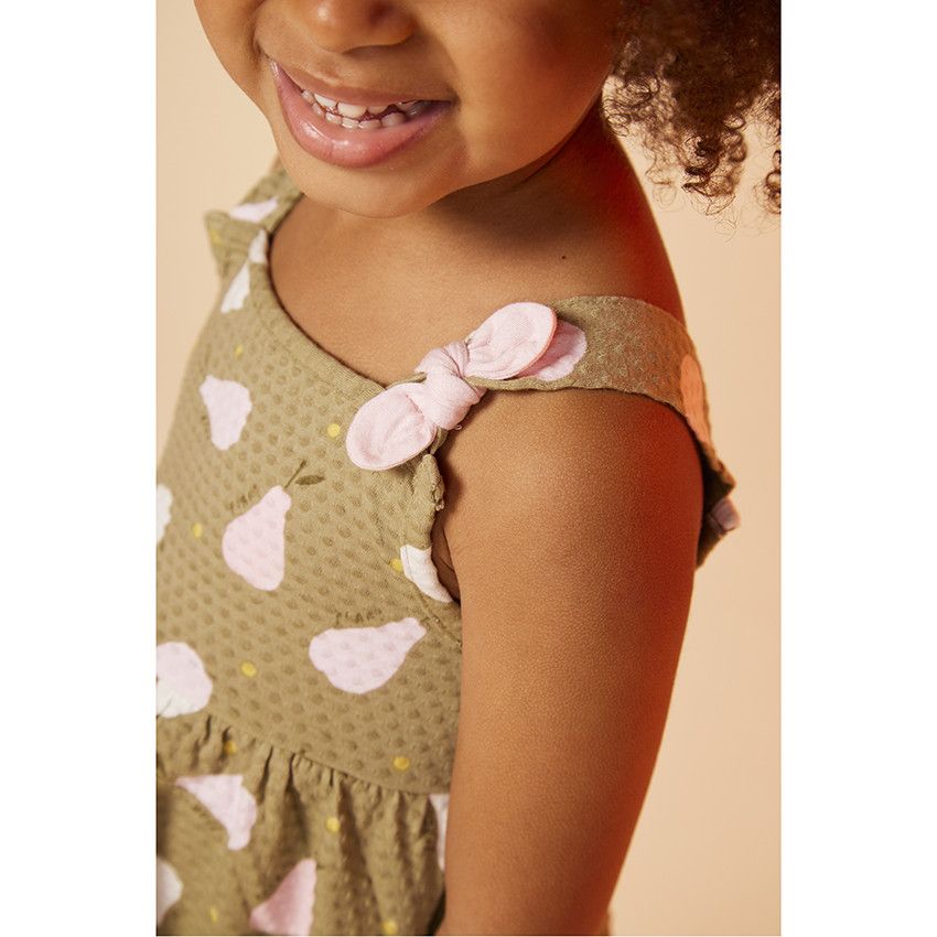 Robe en maille cloquée imprimé poires pour bébé fille - Vert