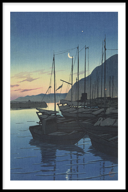 Walljar poster ingelijst - Kawase Hasui - Morning in Beppu Poster ingelijst - 40 x 60 cm