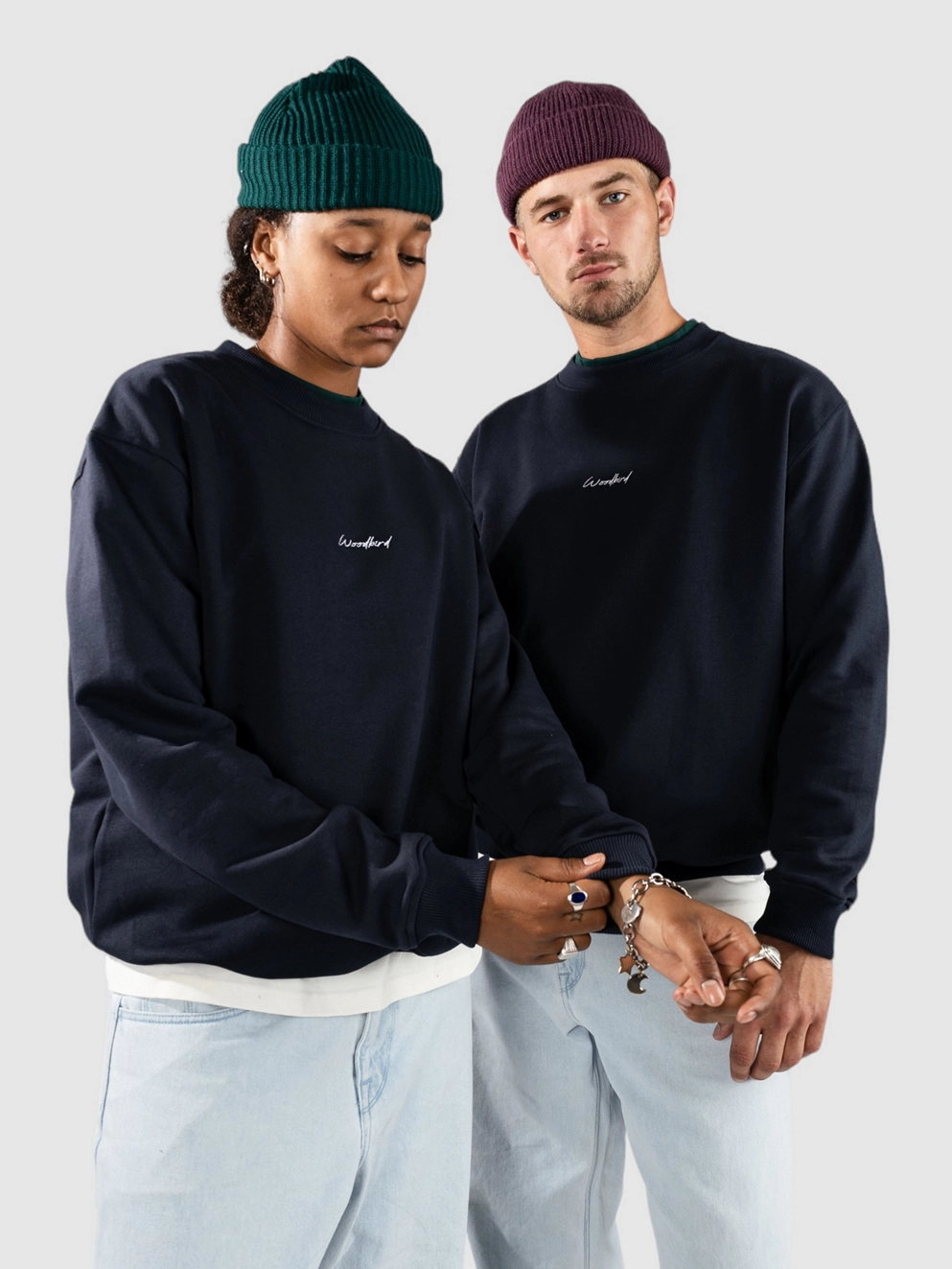 Woodbird Cane Noodle Crew Sweater navy