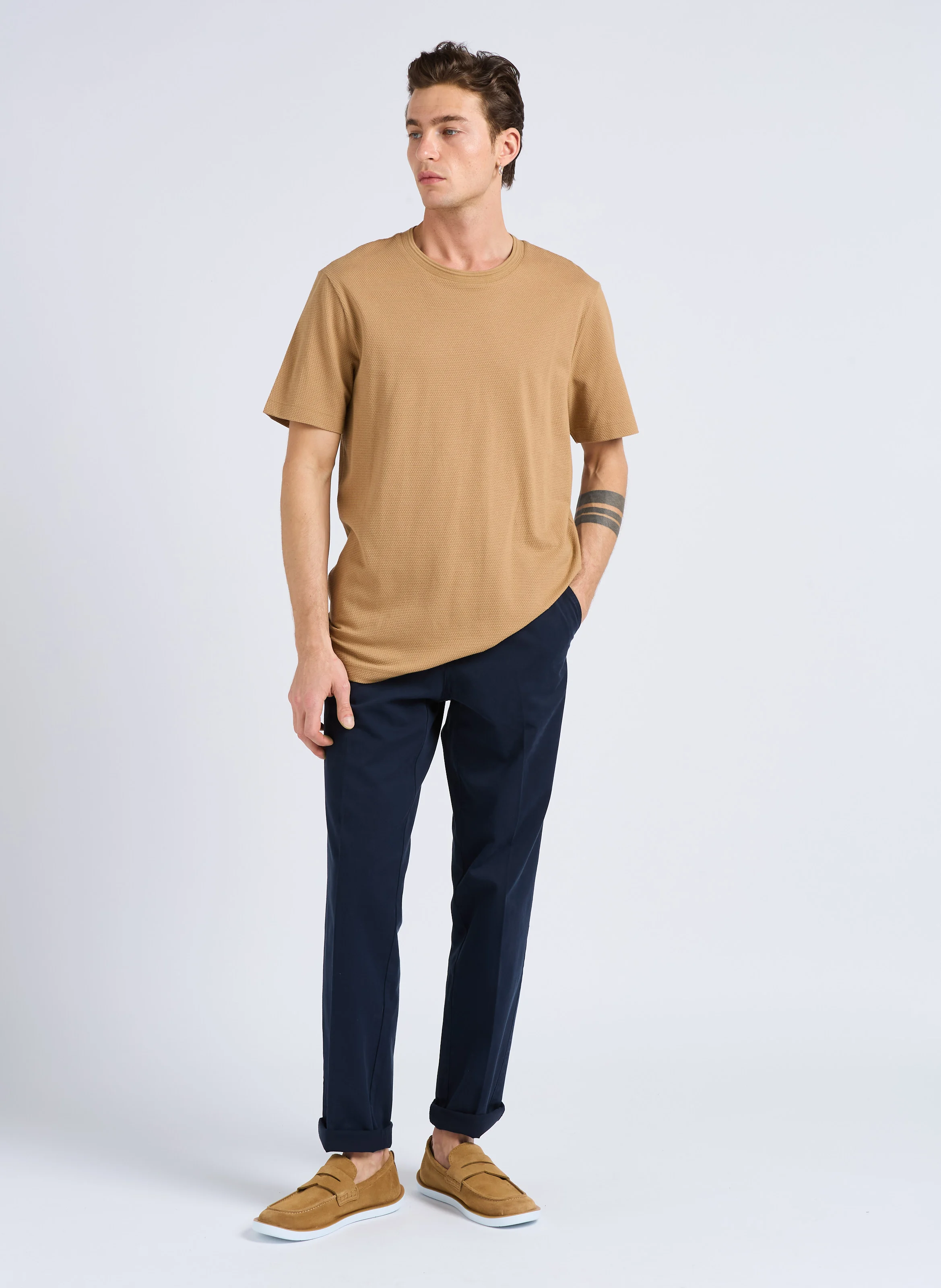 Pantalon à pinces regular-fit en coton | Bleu