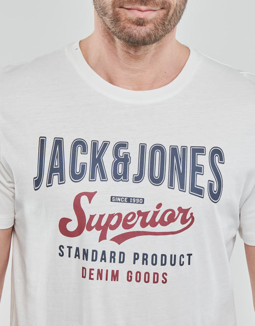 Jack & Jones - JJELOGO TEE SS O-NECK - Ecru