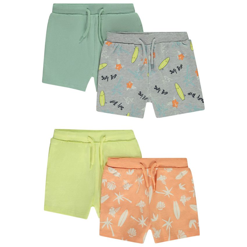 Lot de 4 bermudas fantaisie pour bébé garçon - Jaune