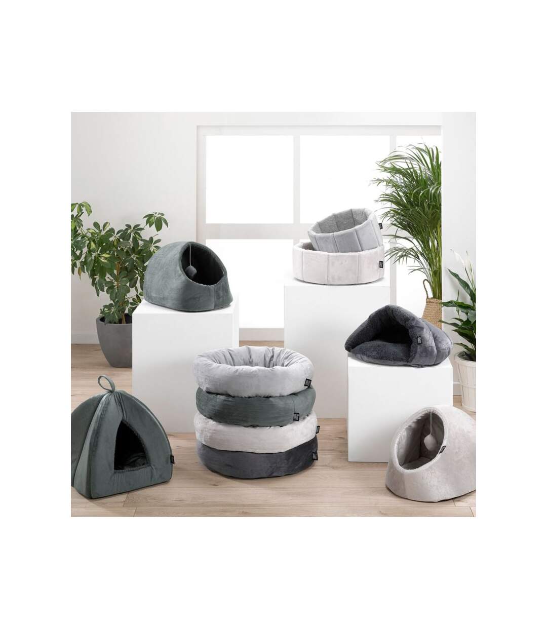 Paris Prix - Panier Rond Pour Chat sweet Cat 48cm Anthracite