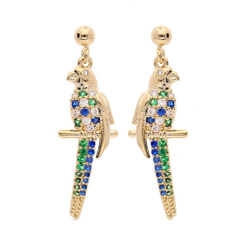 Boucles d'oreilles perroquet - Plaqué Or