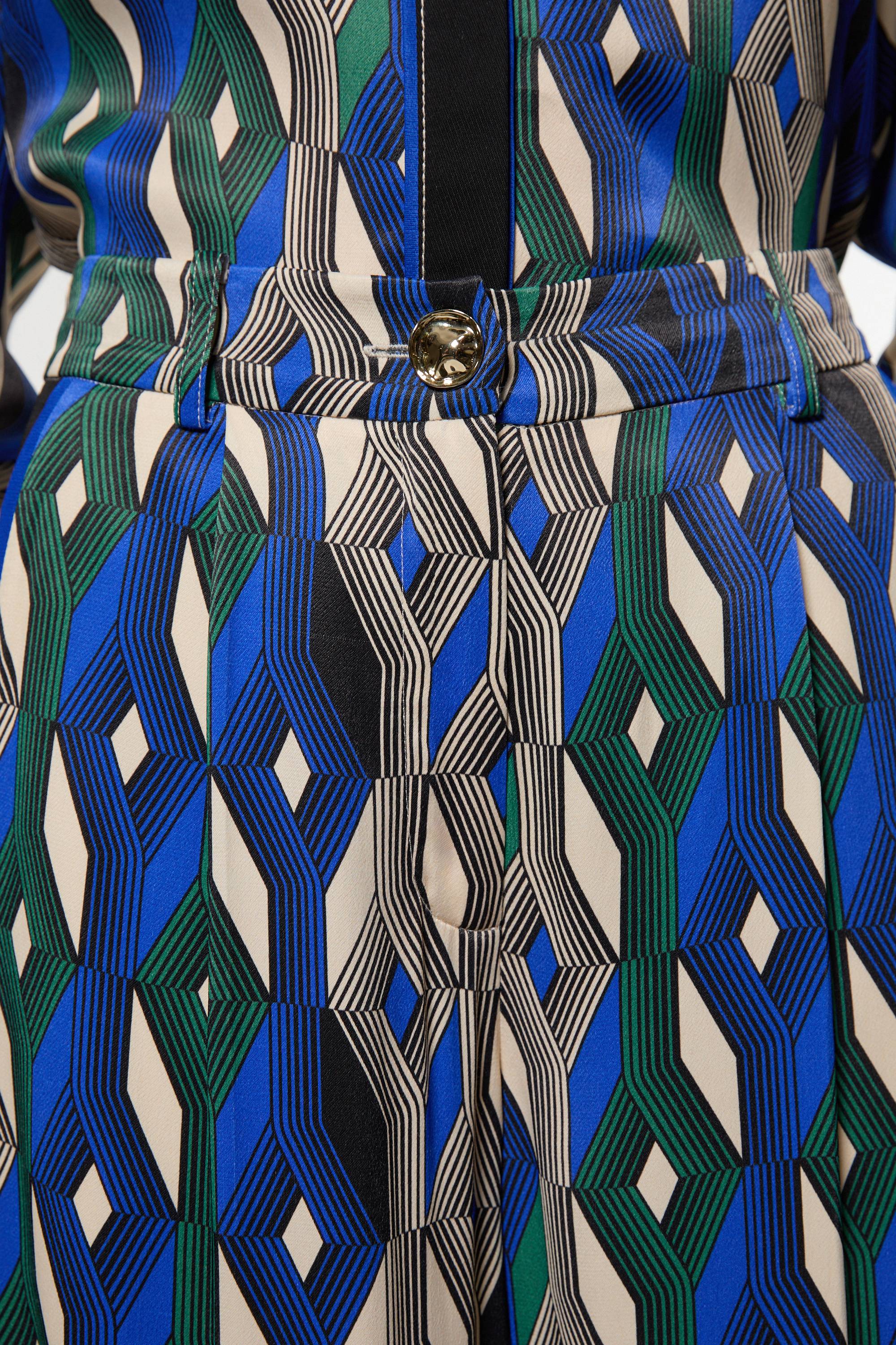 KarenMillen Pantalon taille haute en satin de viscose imprimé Amelia Graham