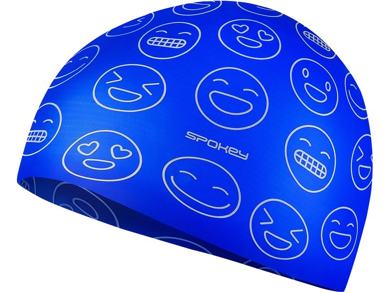 SPOKEY Badekappe Emoji Kids Blau Badekappe aus hochwertigem Silikon mit aussergewöhnlicher Flexibilität