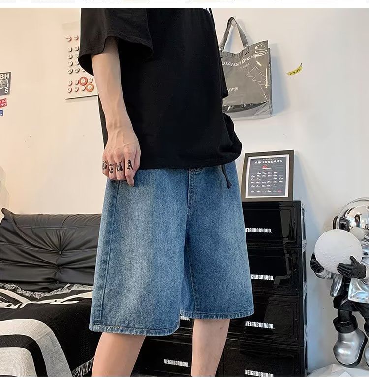 Femilina - Set: Mid Rise Washed Wide Leg Jorts + Belt