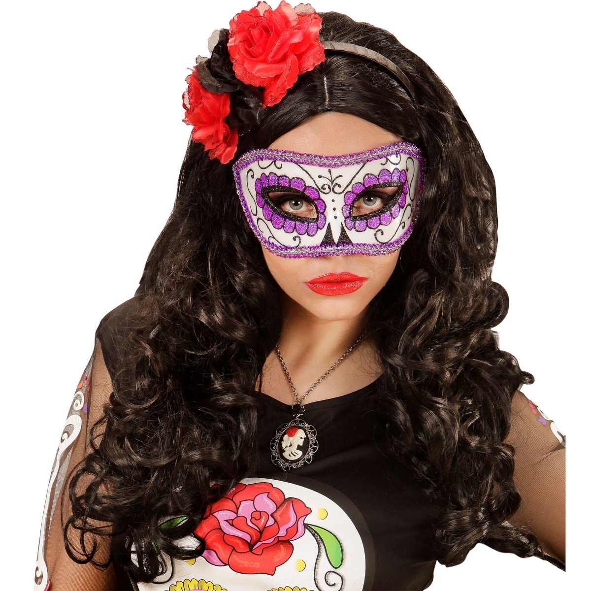 Dia De Los Muertos Oogmasker Paars