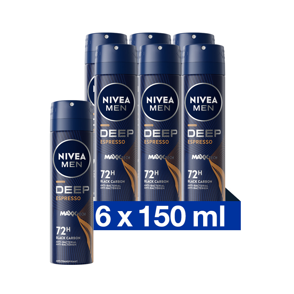 6x Nivea Men Deep Espresso Anti Transpirant Spray150 ml