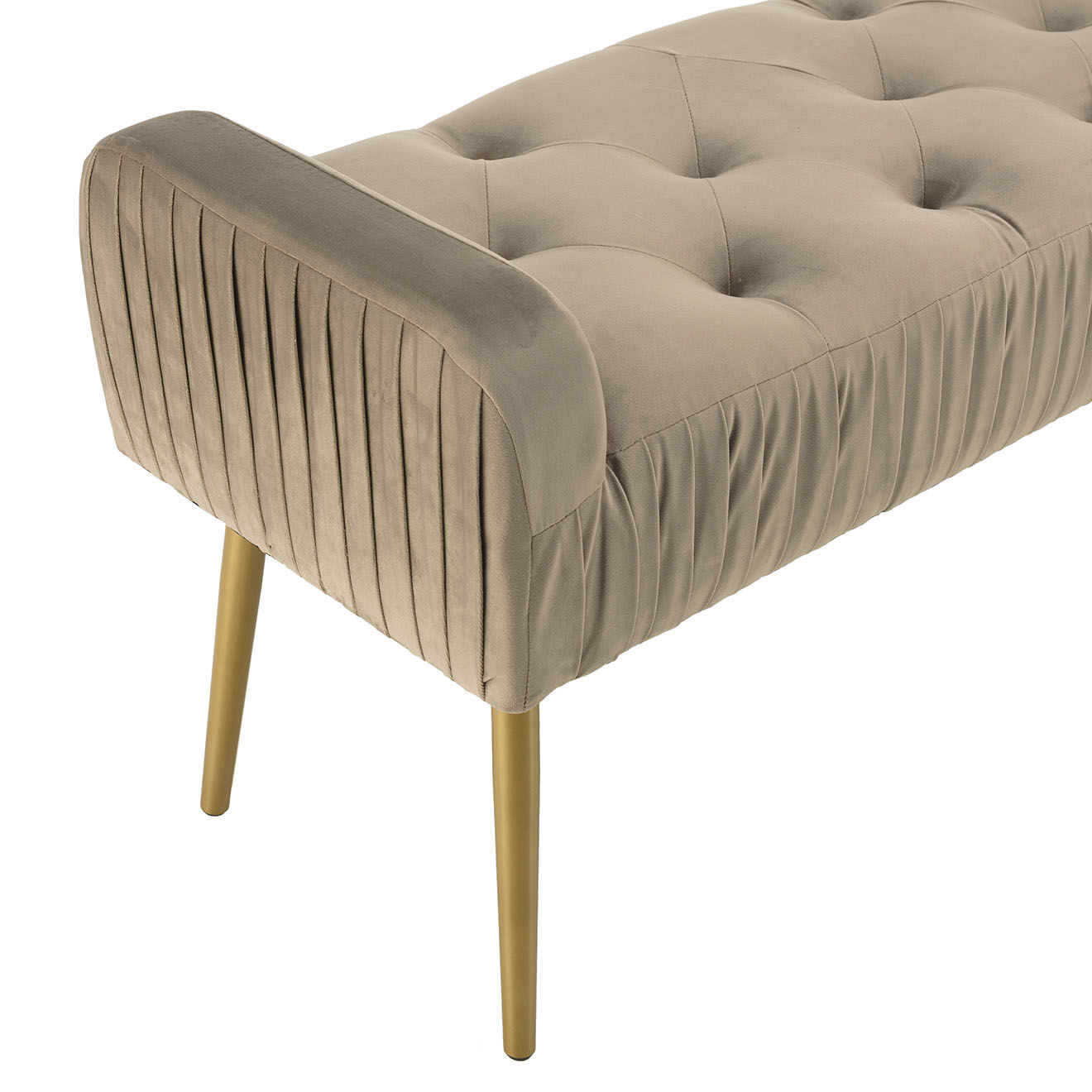 Macabane Banc de lit en velours Albane taupe - 103x40x53 cm