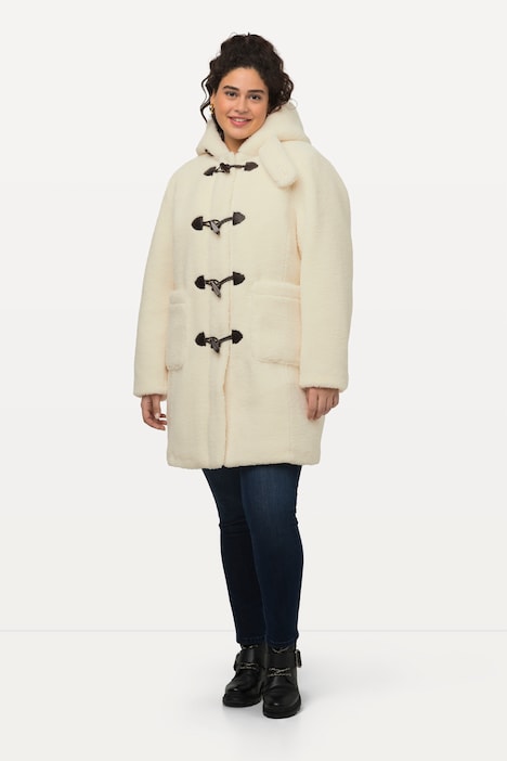 Teddy-Dufflecoat, Kapuze, Knebelknöpfe, kuschelweich