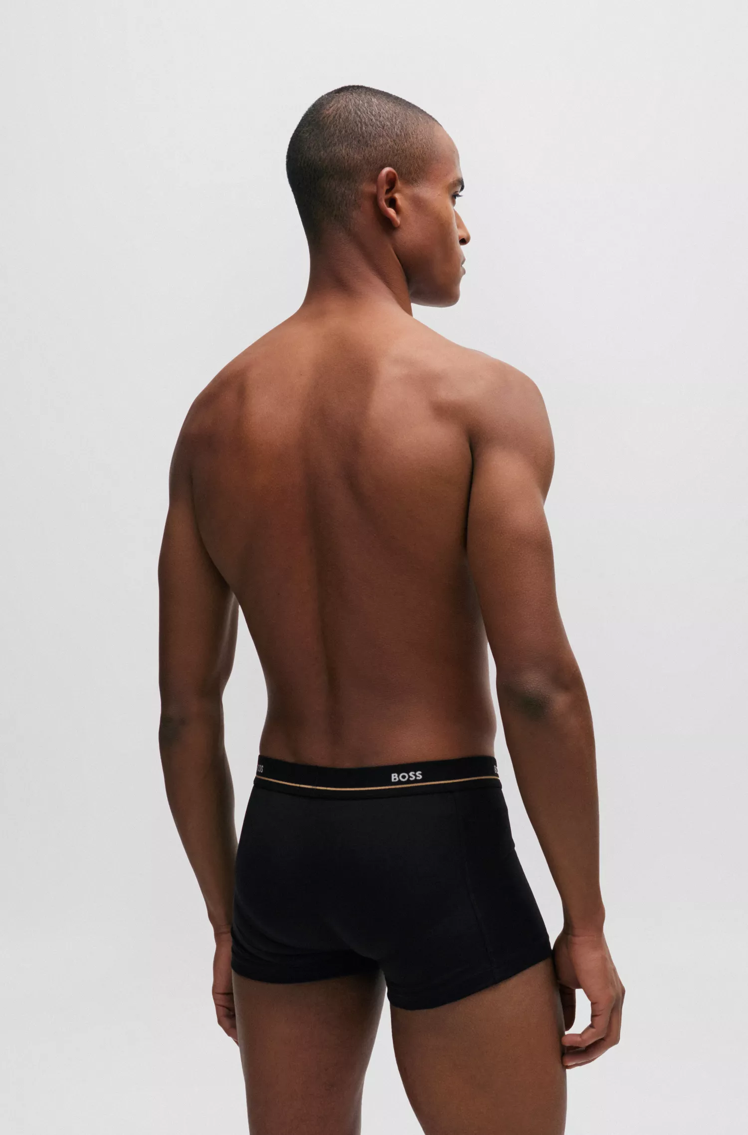 BOSS Black - Pacote com cinco cuecas boxer de algodão elástico com cós com logotipo.