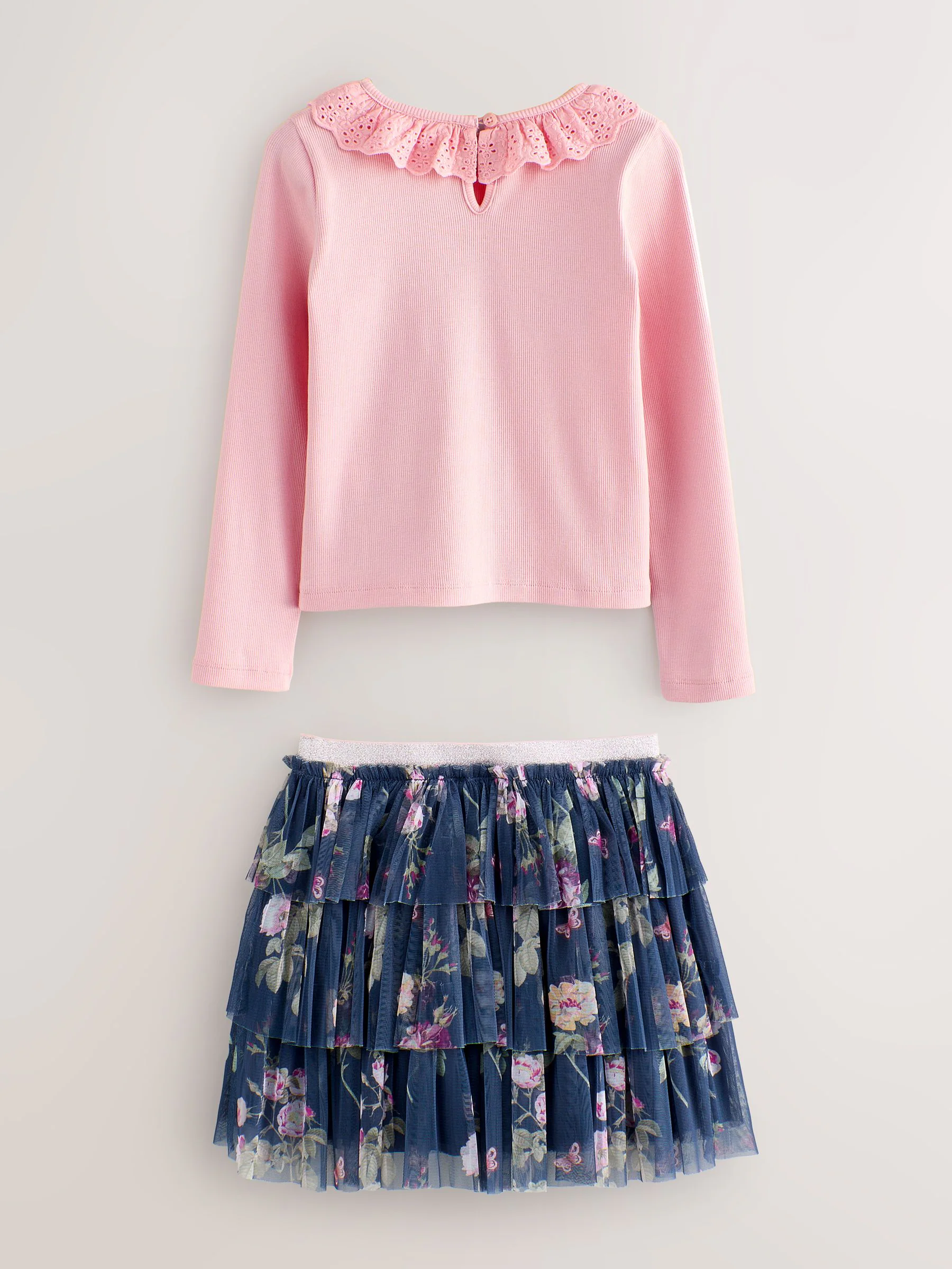 Laura Ashley Long Sleeve Ribbed Top and Skirt Set