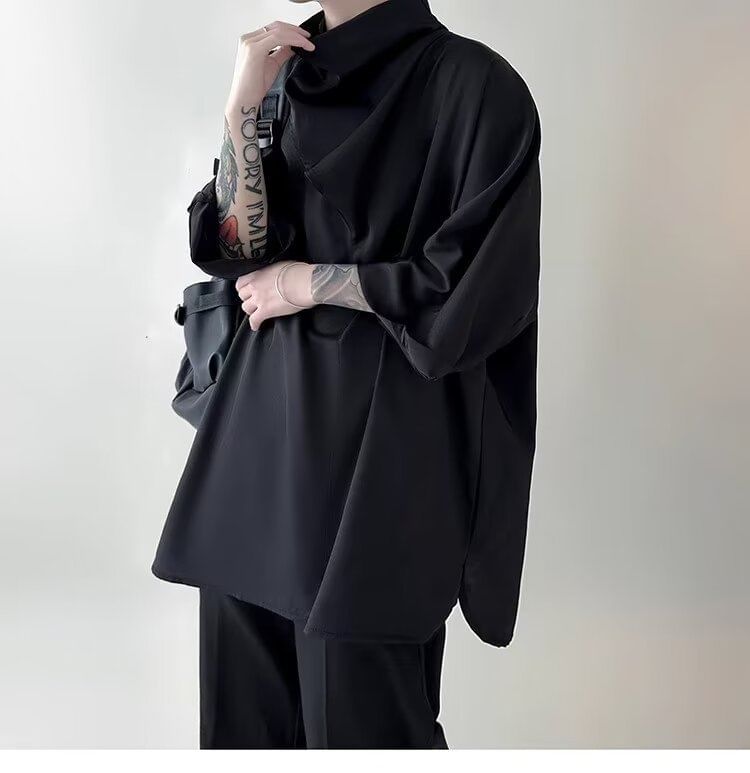 Blueforce - T-shirt met driekwartmouwen en mockneck, effen