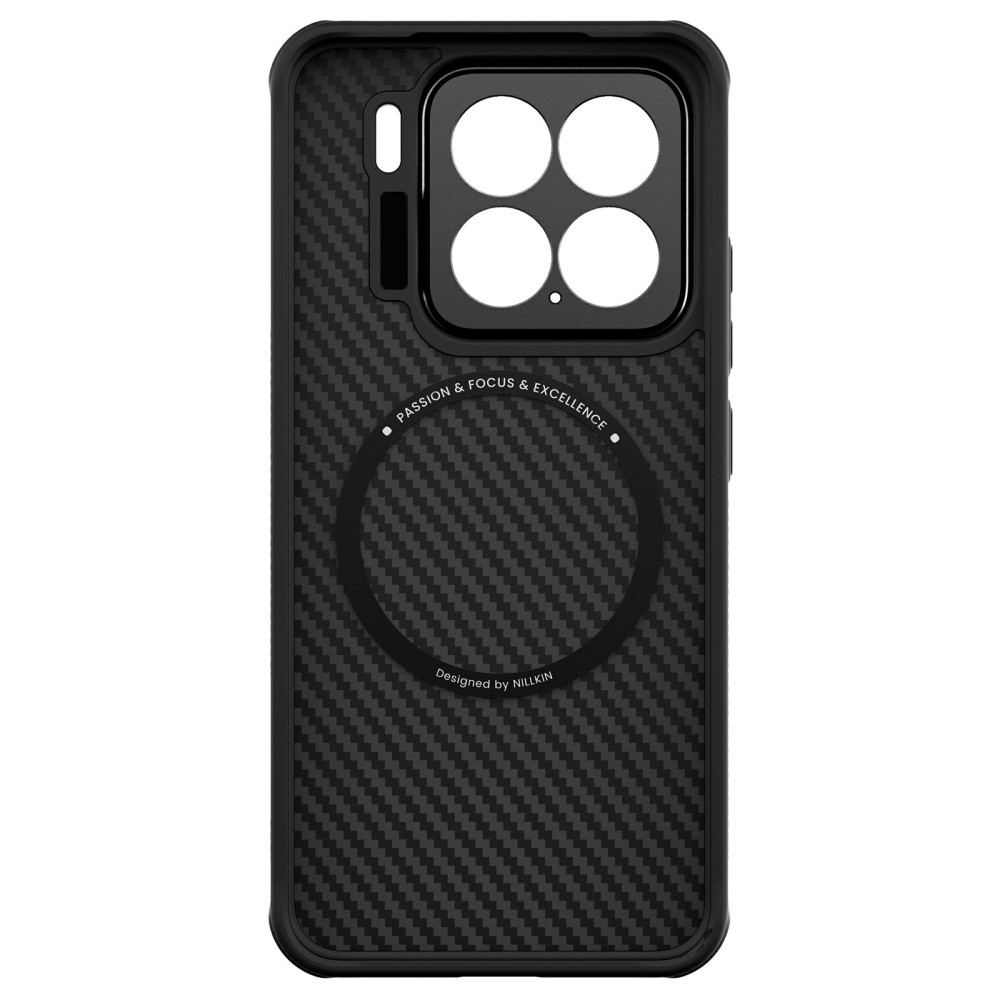 Xiaomi 15 Hybrid Hardcase Hülle mit TPU Bumper im Carbon Design   Kamera Kickstand und MagSafe-Modul - Schwarz