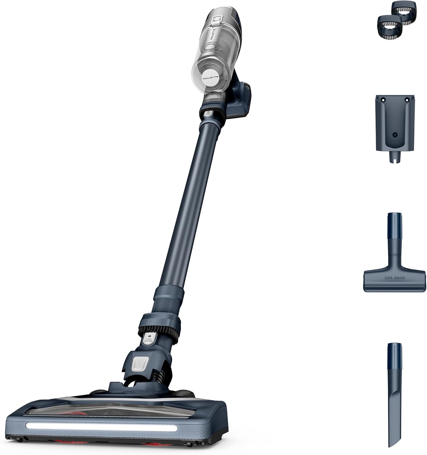 Rowenta X-Pert 6.60 Akkustaubsauger, 100 W Leistung, 45 Min Laufzeit, kabellos & beutellos, LED-Bürstenkopf, herausnehmbarer Akku, 0,55 l Behälter, inkl. Fugendüse und Wandhalterung, grau, RH6836EO