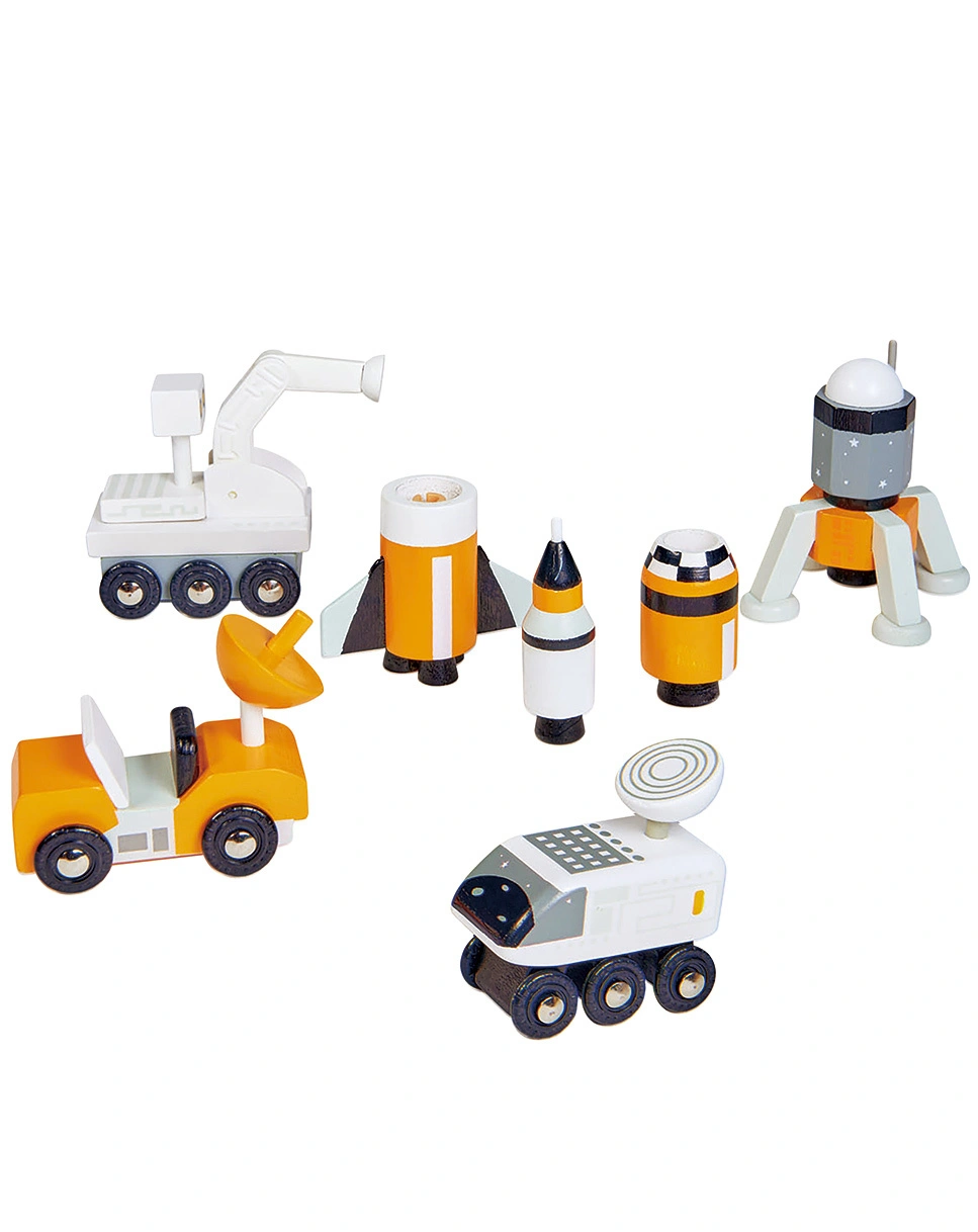 Spielfiguren-Set RAUMFAHRZEUGE aus Holz