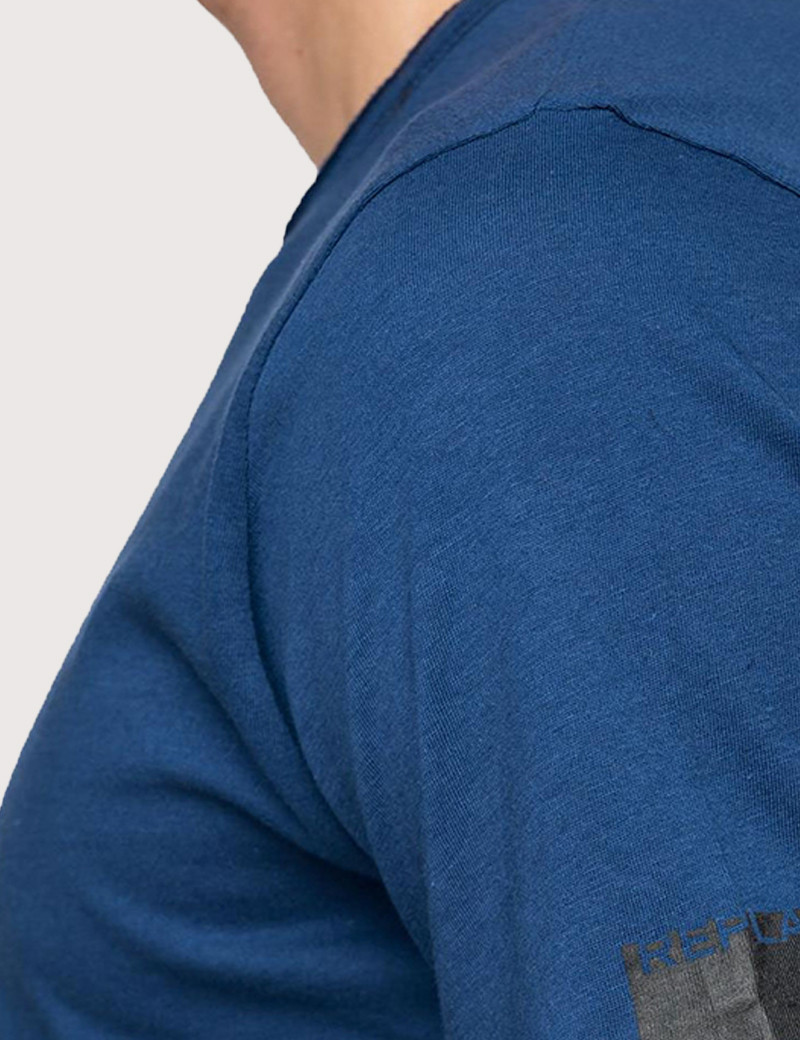 REPLAY T-SHIRT COL ROND COTON STEEL BLUE