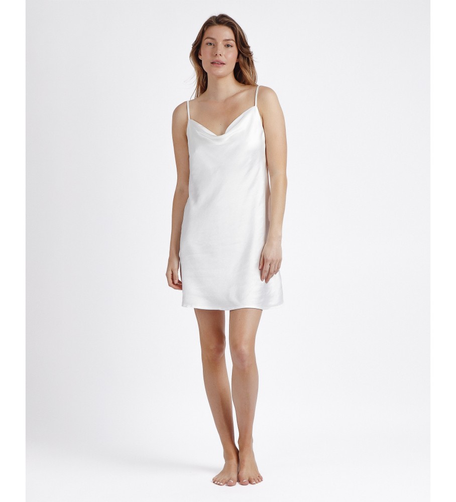 Camisola branca de cetim luxuoso Admas com alças