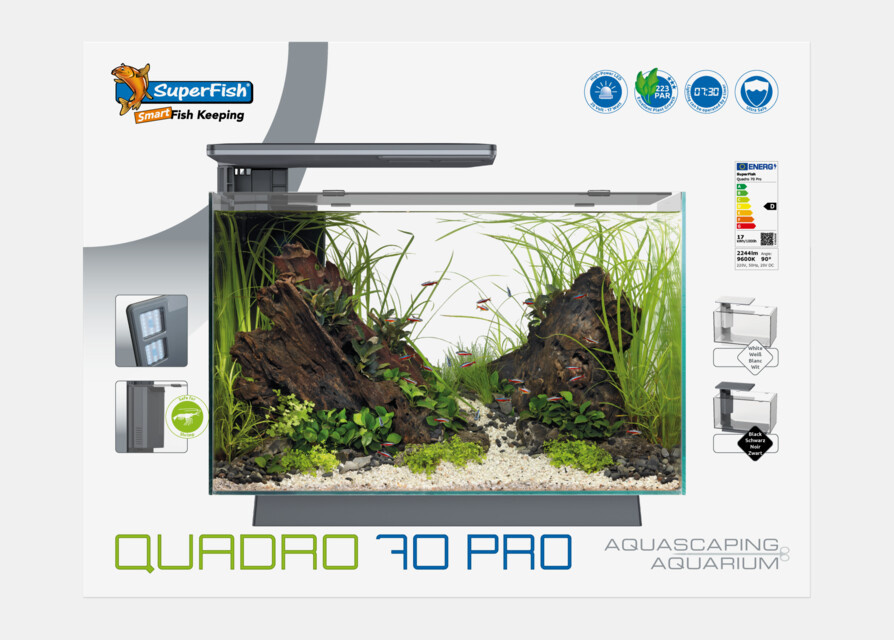 Superfish Aquarium Quadro 70 Pro Wit incl. led en filter