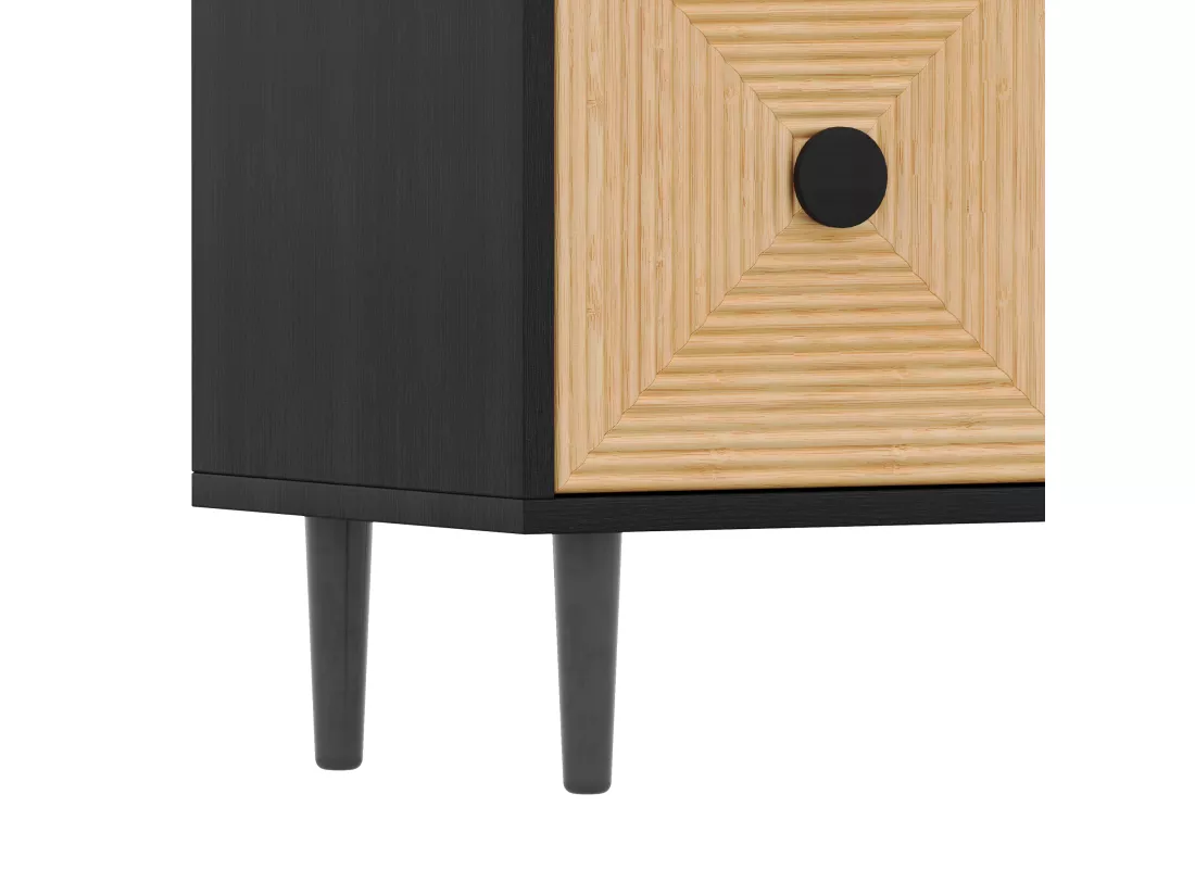 Meuble TV moderne effet bois bambou noir 150x38x55 cm Diestru