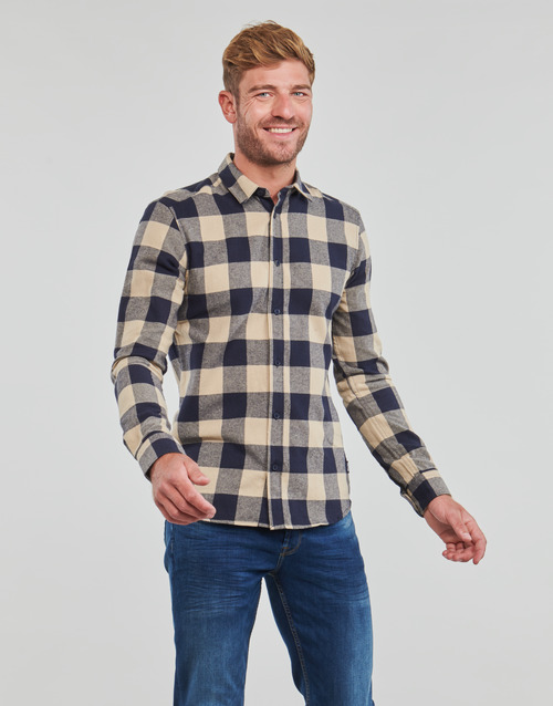 Only & Sons  - ONSGUDMUND LIFE LS CHECKED SHIRT - Marine / Beige