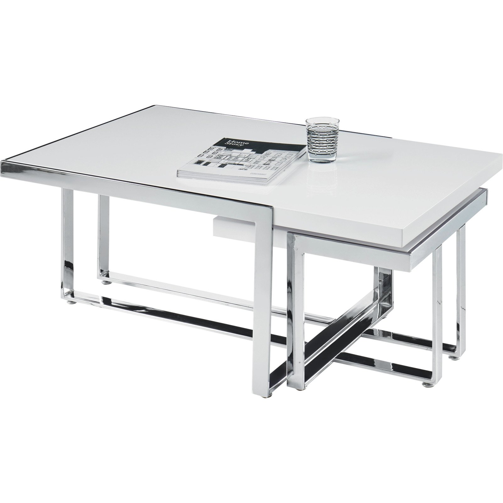 Salontisch Detroit MDF weiss Hochglanz, 2er-Set