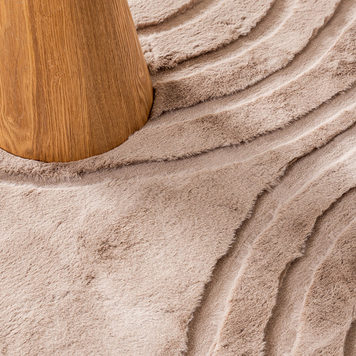 Rond hoogpolig vloerkleed - Carvy Arches Taupe