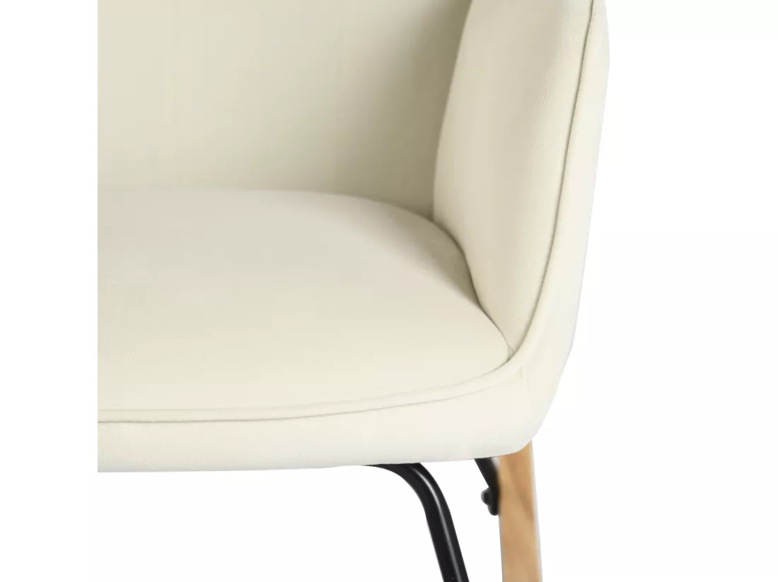 Fauteuil à bascule Scandinave velours beige Pieds en bois de hêtre EPPING VELVET BEIGE