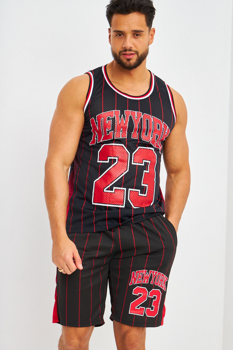 Ensemble rayé débardeur + short noir New York