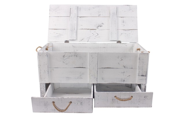 Holz Zollhaus Holzkiste »Vintage Shabby Weiss, 85 x 40 cm« Herkunftsland Ukraine, Holzart Kiefer