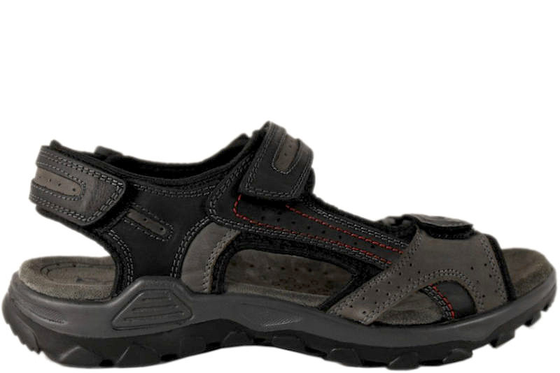 ROHDE SORT SANDAL I SKIND OG TEKSTIL