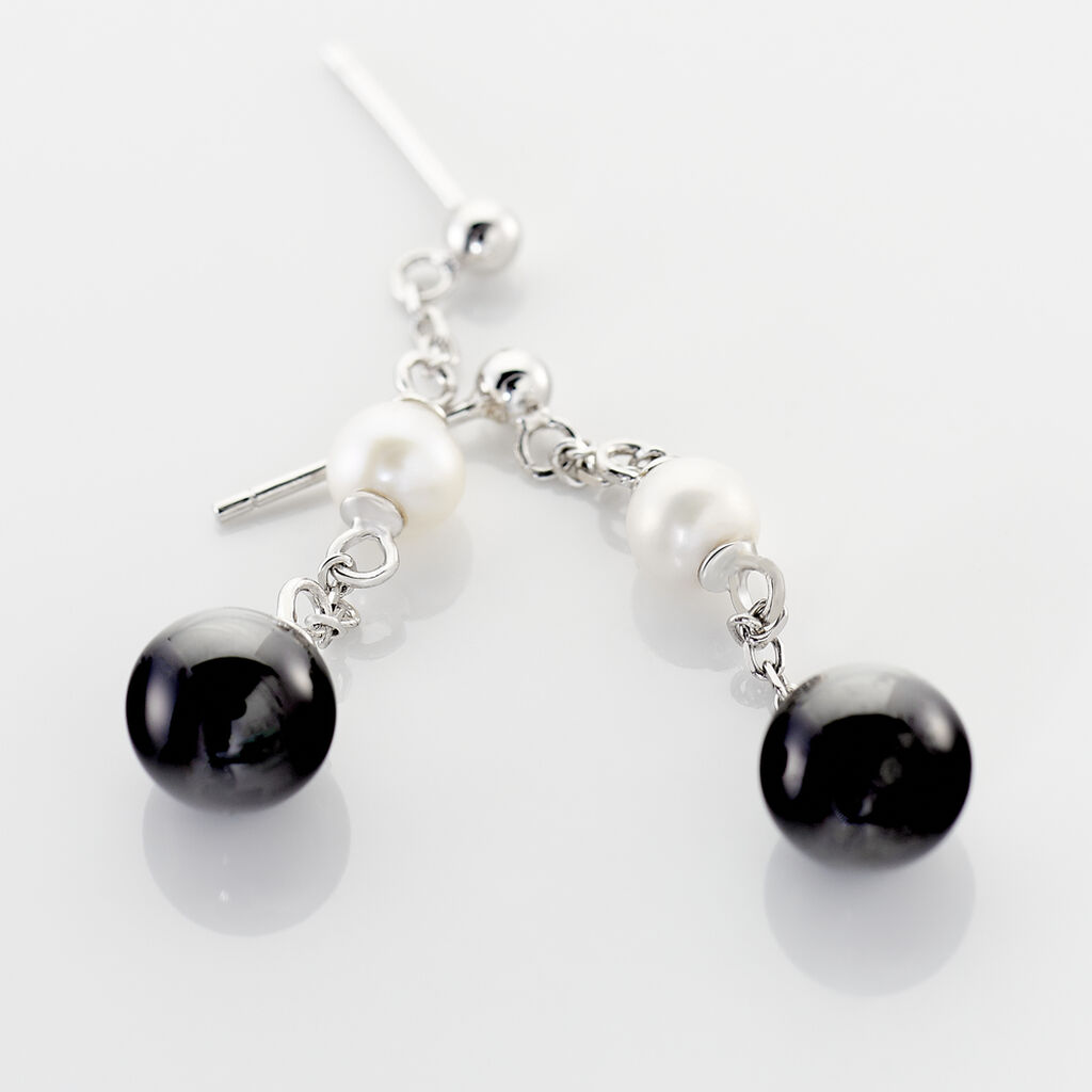 Boucles D'oreilles Pendantes Lucia Cera Argent Blanc Perle De Culture