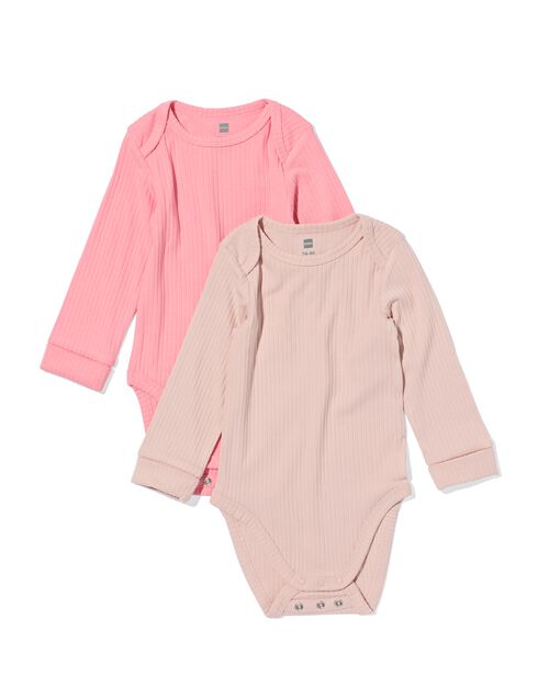 lot de 2 bodys côtelés bambou rose