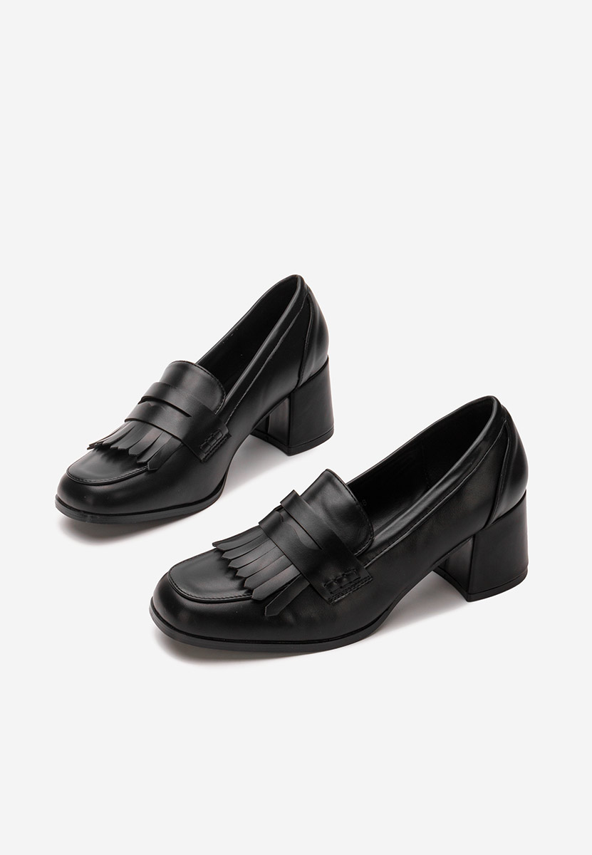 Mocassins à talon noirs Solina